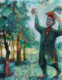 Franciszek Maśluszczak, KRAKOWIACZEK CI JA, 1997, akryl, płótno naklejone na płytę pilśniową