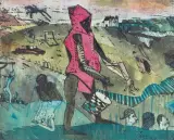 Jacek Sroka, ŚWIAT, Z CYKLU "MŁOT NA CZAROWNICE", 1985-87, akwaforta, akwatinta barwna, papier