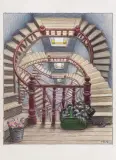 SCHODY KUCHENNE by Jacek Yerka, 2022, kredki, ołówek, karton, sold Mar 2023