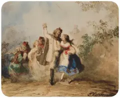 Teofil Kwiatkowski, KRAKOWIAK, ok. 1862, akwarela, papier