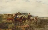 Ludwik Gędłek, GALICYJSKIE STADO, olej, deska mahoniowa
