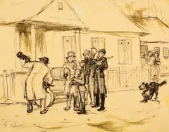 Franz Streitt, MUZYKANCI, ok. 1880, piórko, tusz, papier