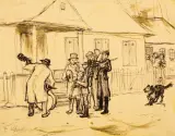Franz Streitt, MUZYKANCI, ok. 1880, piórko, tusz, papier