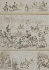 Z ŻYCIA STADNINY by Juliusz Kossak, ok. 1855-60, ołówek, tusz, papier, sold Mar 2023