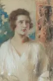 Teodor Axentowicz, PORTRET MŁODEJ DAMY, pastel, tektura