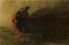 Leopold Pilichowski, LEKCJA U CHOPINA, olej, płótno