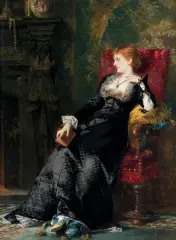 Conrad Kiesel, ZADUMANA, olej, deska mahoniowa
