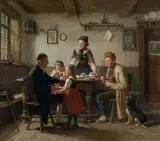 Hermann August Plathner, WIZYTA DYREKTORA SZKOŁY, 1866, olej, płótno