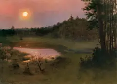 Zygmunt Andrychiewicz, WIECZÓR NAD LASEM, ok. 1901, olej, płótno