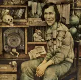 Jerzy Duda-Gracz, POETA II, 1974, olej, płyta pilśniowa, collage