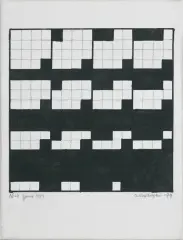 16-TH GAME 4 x 4 by Ryszard Winiarski, 1999, akryl, ołówek, płótno, sold Mar 2023