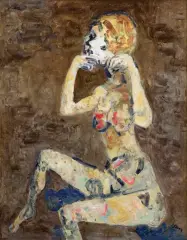 Otto Axer, AKT SIEDZĄCEJ KOBIETY, 1978, olej, płótno