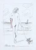 Rafał Olbiński, SPACER, 2017, ołówek, kredka, papier