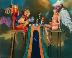 Tomasz Sętowski, SCENA FANTASTYCZNA, 2002, olej, płótno