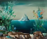 Georges Spiro, FANTASTIC LANDSCAPE WITH A CASTLE, 1960, olej, płótno