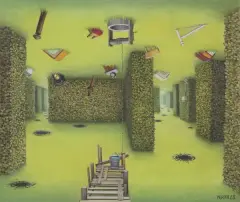 Jacek Yerka, LABIRYNT MENTALNY, 2023, pastel, papier