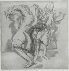 Andrzej Jurkiewicz, SZERMIERKA III, 1948, akwaforta kaszerowana, papier