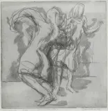 Andrzej Jurkiewicz, SZERMIERKA III, 1948, akwaforta kaszerowana, papier
