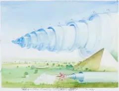 Franciszek Starowieyski, BĘDĄ W POLSCE PIRAMIDY, 1977, akwarela, papier