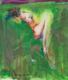 Alicja Wahl, AKT W ZIELENI, 1999, pastel, akwarela, gwasz, papier