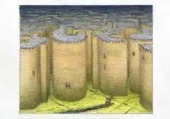 Jacek Yerka, STRAŻNICE, 2022, kredki, ołówek, karton