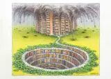 WIEDZA BAGIENNA by Jacek Yerka, 2022, kredki, ołówek, karton, sold Jan 2023