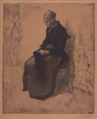 Jan Peske, DZIEWIARKA, przed 1910, akwaforta, papier
