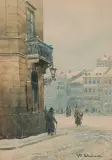 RYNEK STAREGO MIASTA W WARSZAWIE by Władysław Chmieliński, akwarela, gwasz, kredka, papier, sold Jan 2023
