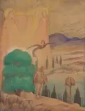 Franciszek Siedlecki, DRUCIARZ. POWSINOGA DRUCIARZ, 1930, ołówek, akwarela, papier