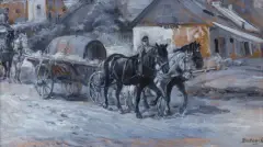 WOZIWODA by Stanisław Kaczor-Batowski, olej, tektura, offered Jan 2023