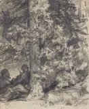Antoni Kozakiewicz, W CIENIU DRZEWA, 1883, ołówek, papier
