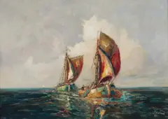 NA MORZU by Rudolf Priebe, olej, płótno, offered Jan 2023