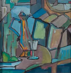 Fryderyk Antoni Hayder, MARTWA NATURA Z DZBANEM, 1974, olej, płyta pilśniowa