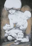 Tadeusz Sieklucki, MACIERZYŃSTWO, litografia, pastel, papier