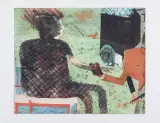Jacek Sroka, BESO DE CORTESIA ALBO CZARNY DOM, 1985, akwaforta, akwatinta barwna, papier