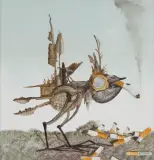 Stanisław Jerzy Suder, Z CYKLU „PTAKI-CUDAKI”, olej, płyta pilśniowa