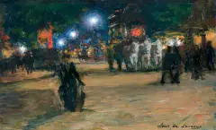 Ludwik de Laveaux, PARYŻ NOCĄ, ok. 1892, olej, tektura