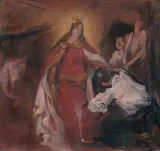 KRÓLOWA JADWIGA by Włodzimierz Tetmajer, olej, ołówek, tektura, offered Dec 2022