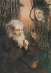 Teodor Axentowicz, WIZJA – WSPOMNIENIE, po 1900, akwarela, pastel, karton
