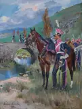 SZWOLEŻER GWARDII POLSKIEJ POD SOMOSIERRĄ by Wojciech Kossak, 1927, olej, płótno, sold Dec 2022