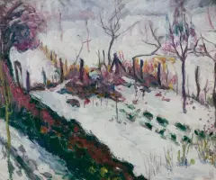 Jan Peske, PEJZAŻ, olej, tektura
