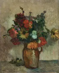 Jan Peske, KWIATY W WAZONIE, olej, płótno dublowane