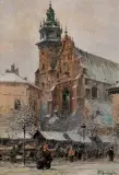 BAZYLIKA BOŻEGO CIAŁA W KRAKOWIE by Władysław Chmieliński, olej, płótno, sold Dec 2022