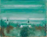 PEJZAŻ ZIELONY by Jerzy Nowosielski, 1988, olej, płótno, offered Dec 2022