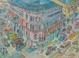 HOTEL EUROPEJSKI by Edward Dwurnik, 1992, olej, płótno, sold Dec 2022
