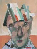 Stasys Eidrigevičius, PORTRET Z DACHEM, 2000, ołówek, pastel, papier kremowy