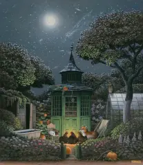 Jacek Yerka, NOC NA DZIAŁCE, 2022, akryl, płótno