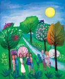 Krystyna Brzechwa, W OGRODZIE, 1999, olej, płótno