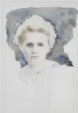 Andrzej Strumiłło, MARIA SKŁODOWSKA-CURIE, 2014, akwarela, tusz pędzel, ołówek, papier