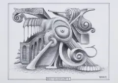 Jacek Yerka, GĄSZCZ KALIGRAFICZNY – X, 2022, ołówek, karton